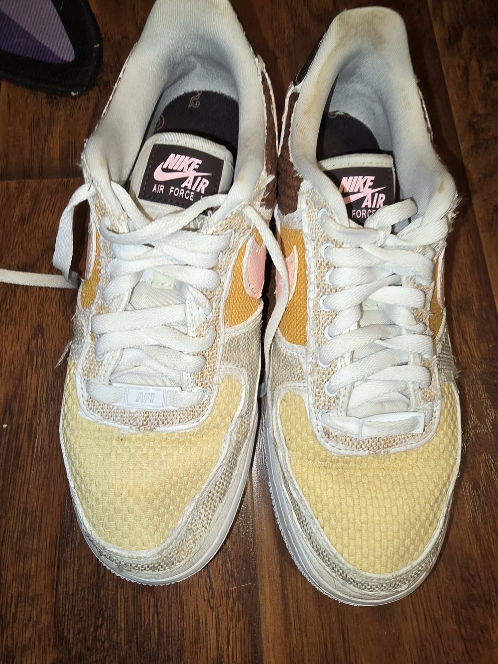 Nike Air Force Low Top Sneakers in Yellow and Pink